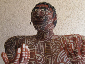 Life-size Oaxacan clay sculpture, "Tattoo Man" by Manuel Reyes. © Alvin Starkman 2008