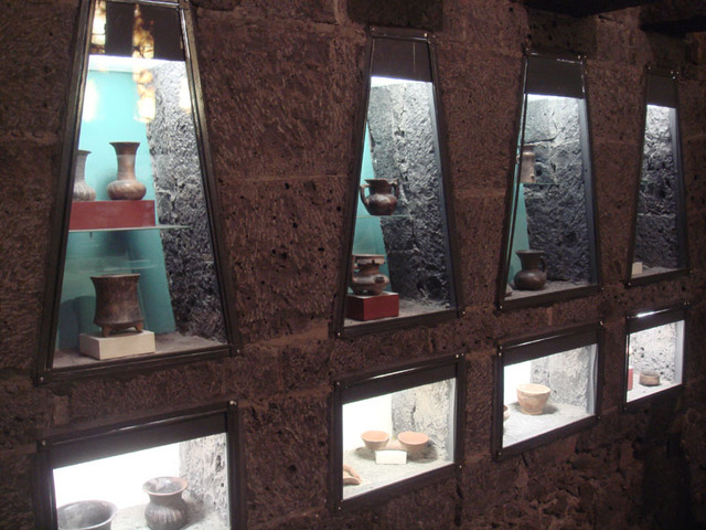 Ancient pottery on tasteful display. © Anthony Wright, 2009