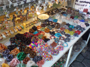 Bracelets, earrings and accessories entice shoppers at the market in Tequisquiapan, in the state of Queretaro. © Daniel Wheeler, 2009