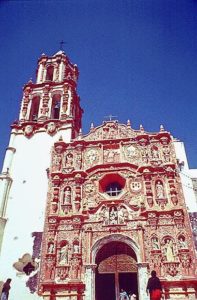 The facade of the Mission at Landa is perhaps the most elaborate of them all.