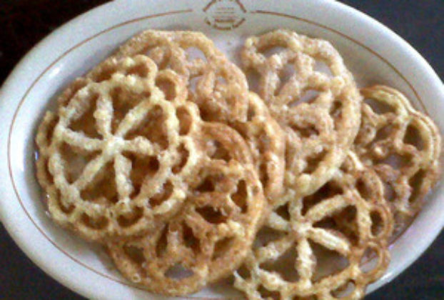 Buñuelos are crispy fried rosette cookies, a Mexican favorite at Christmas. © Daniel Wheeler, 2009