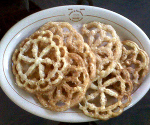 Buñuelos are crispy fried rosette cookies, a Mexican favorite at Christmas. © Daniel Wheeler, 2009