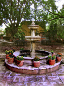 A water fountain at the beautifully restored Hacienda El Carmen, not far from Guadalajara, Jalisco. It is now a luxurious hotel and spa. © John Pint, 2009