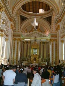 The famous image of Christ is encased in glass on the alter.