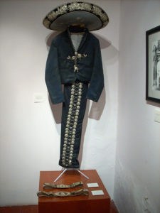 The suit worn by the charro — Mexico's gentleman horseman. In the first half of the 19th century, mariachi musicians adopted it.This one is on display in the Mariachi Museum in Cocula, Jalisco. © Gary West, 2010