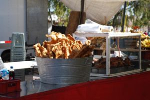 Crisp fried prok rind, or chacharrones, for sale at a San Miguel de Allende street market © John Scherber, 2013