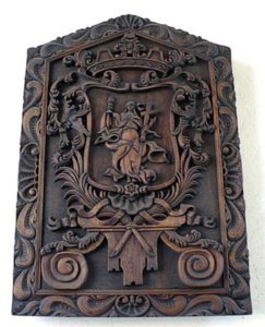 Mexico coat of arms, carved in wood © Christina Stobbs, 2013