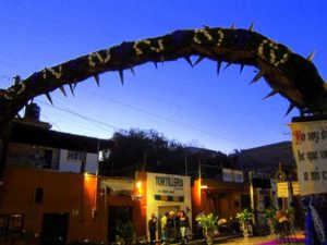 A crown of thorns arches across this street in San Miguel de Allende in honor of the Good Friday procession © Edythe Anstey Hanen, 2013