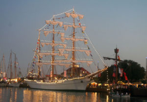 The Cuahtemoc, a tall ship used to train future officers for the Mexican navy, will host tall ships from South America in the Vela Sud America regatta in June of 2010. © Thaddeus J. Koza, 2010