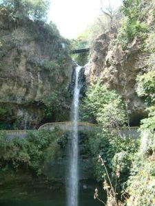 The actual Salto (falls) de San Anton is high enough to require two photographs. Unfortunately you can no longer walk the path under (behind) the falls. Cuernavaca, Morelos © Rick Meyer 2006