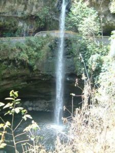 The actual Salto (falls) de San Anton is high enough to require two photographs. Unfortunately you can no longer walk the path under (behind) the falls. Cuernavaca, Morelos © Rick Meyer 2006