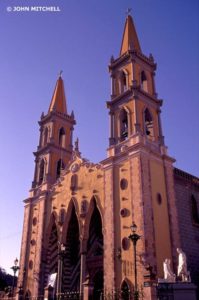 A 19th-century cathedral towers over Mazatlán's main plaza.