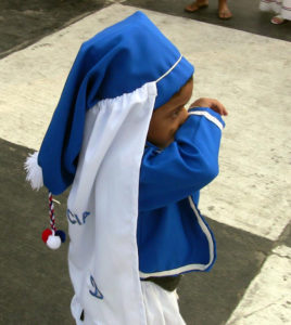 Even the youngest take part in the 5 de Mayo parades in Mexico City. This toddler is dressed as a Mexican soldier. © Donald W. Miles, 2009