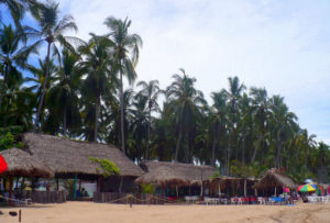 Small restaurants serving seafood, fresh from the ocean, line the beach at Chacala on the Pacific coast of Mexico. © Christina Stobbs, 2009