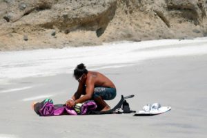 A lone snorkeler at Playa Destiladeras, a beautiful and usually solitary beach on Mexico's Nayarit Riviera. © Christina Stobbs, 2012