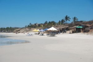 During the tourist season, you will find a couple of vendors on the south end of the Playa Destiladeras, who sell bottled water, pop, fresh fruit and snacks. © Christina Stobbs, 2012