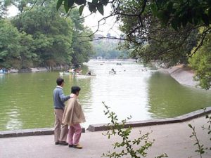 The Lago Chapultepec between the anthropological museum and the zoo where you can rent a boat. (Looking east)