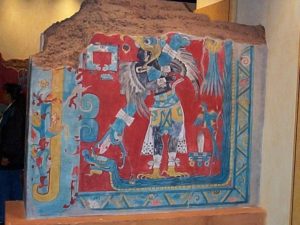 >Aztec temples were brightly colored.