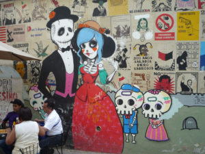 Downtown street art in a Mexico City sidewalk cafe © Anthony Wright, 2011