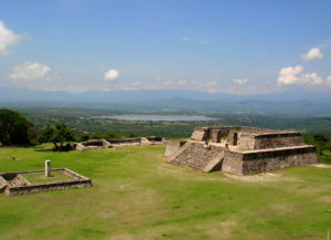 The view from the summit of Mexico's Xochicalco archeological zone extends to Laguna del Rodeo in the background. This lake once supplied the city's potable water. © Anthony Wright, 2009