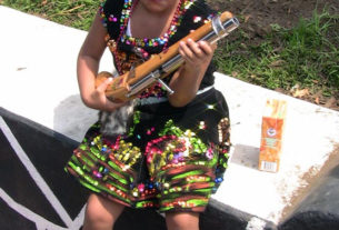 Don't mess with me! A 6-year-old girl with musket is dressed to celebrate el Cinco de Mayo in Mexico City. © Donald W. Miles, 2009