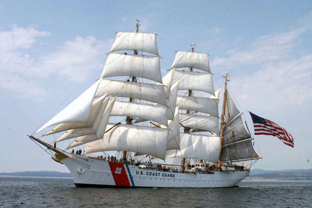 The Eagle, which became the property of the U.S. Coast Guard Academy, is interestingly a sister-ship to the Portuguese Sagres II. Both were built in Germany in the 1930s. Mexico's Cuauhtemoc will host the Vela Sud America regatta in Veracruz and welcome the U.S. Coast Guard Eagle to the festivities. © Thaddeus J. Koza, 2010