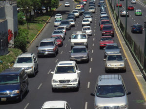 Typical afternoon traffic on the Periferico in the south of Mexico City. © Anthony Wright, 2009