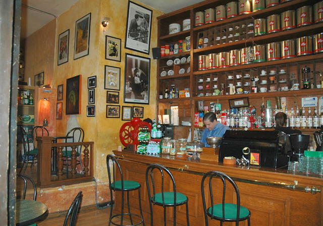 The interior of the San Patricio Café in downtown Zacatecas near the historic Cathedral.