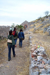 Visitors hike through the abandoned Mexican mining town of Ojuela in Durango. © Jeffrey B. Bacon, 2011