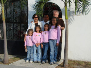 The artist with her family.