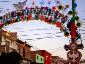 Flowers form an arch across this street in San Miguel de Allende in honor of the Good Friday procession © Edythe Anstey Hanen, 2013