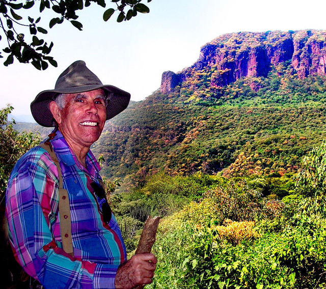 Francisco Gallegos Franco in La Leonera Canyon, one of several popular hiking and camping areas along the Rio Verde in the northern Jalisco region of Mexico known as Los Altos. © John Pint, 2011