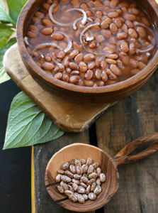 Frijoles de la olla — beans in their own broth or boiled beans — are a delicious and fat-free Mexican dish. © Jeanine Thurston, 2011