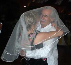 As part of the 25th anniversary celebration, elements of contemporary Mexican wedding festivities were present. Here the "bride" and "groom" dance the first waltz together inn La Hacienda Los Dorantes in Oaxaca, Mexico. © Alvin Starkman 2008