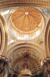 Guadalupe is a charming town with a bustling square and colonial architecture, but the real prize of Guadalupe is just across the street, in a complex of historic buildings housing the magnificent Church of the Virgin of Guadalupe with its three chapels and a convent. This photograph depicts the cupola in the Chapel of Naples. © Jane Ammeson, 2009