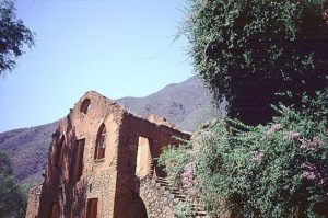 The exterior of a private, unrestored hacienda in the Copper Canyon area of Chihuahua, Mexico. © Geri Anderson 2001.