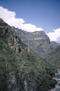 The vistas of the Copper Canyon in Mexico are awesome at almost every turn. This seven-tier rock formation is nicknamed The Wedding Cake. © Geri Anderson 2001.