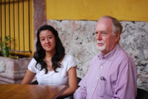 Geoff Hargreaves of San Miguel's Jovenes Adelante with scholarship recipient and top student Laura Espinoza © John Scherber, 2013