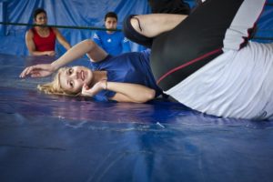 Students say trust is a big component of Mexico's lucha libre. The wrestling moves are carefully choreographed. © Annick Donkers, 2012