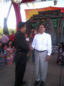 Veracruz Governor Fidel Herrera Beltran (right), a witchcraft believer, is shown here with a local warlock at a past opening ceremony. The three-day Congreso Nacional de Brujos de Catemaco has become a political affair over recent years. © Ayuntamiento de Catemaco, 2010