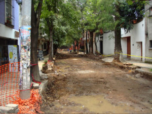 Part of the renewal process for a street in Coyoacan - a southern district favored by locals and tourists alike lately resembling a vast construction zone. © Anthony Wright, 2009