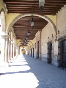 Arches frame the main patio of the Governor's Palace in the Mexican city of Durango. President Benito Juárez resided in the Governor's Palace upon his return from the Paso del Norte (the Northern Pass, which is today's Ciudad Juarez, Chihuahua). © Jeffrey R. Bacon, 2009