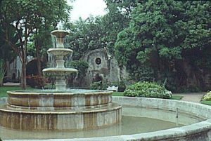 Fountains like this one at Hacienda Vista Hermosa are an integral part of many old haciendas.