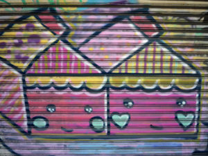 "Happy houses," by a graffiti artist in Mexico City. © Anthony Wright, 2009