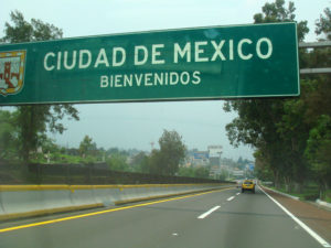 "Welcome" reads huge signs at various entrance points to Mexico City. © Anthony Wright, 2009