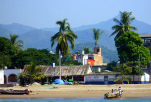 La Peñita de Jaltemba on the coast of the Mexican Pacific means "Place on the sandy shore, across from the cliff." Its beach is frequented by fisherman at the main entrance. © Christina Stobbs, 2009