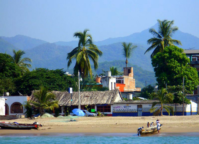 La Peñita de Jaltemba on the coast of the Mexican Pacific means "Place on the sandy shore, across from the cliff." Its beach is frequented by fisherman at the main entrance. © Christina Stobbs, 2009