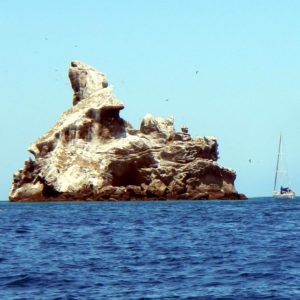 A tiny island off Mexico's Isla Isabel is surrounded by soaring birds and whitewashed with droppings © John Pint, 2013