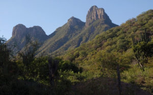 The Los Frailes rock formation is dominant in the Alamos landscape. © Gerry Soroka, 2009