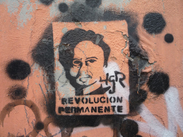 "Permanent revolution," stencil grafitti art from Mexico City. © Anthony Wright, 2009